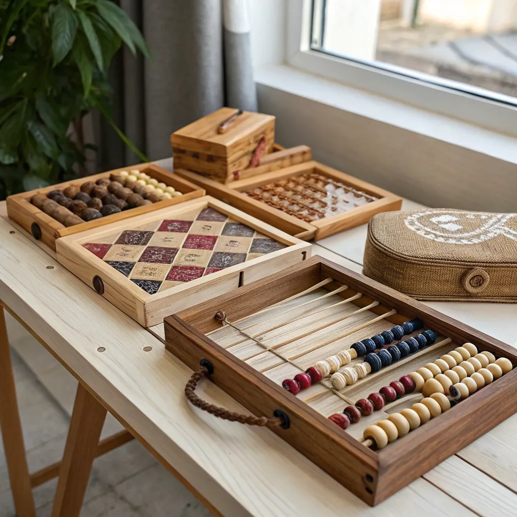 Assorted wooden looms for weaving